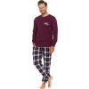 Bordové pánské pyžamo s károvanými kalhotami