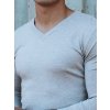 Světle šedý pánský svetr s výstřihem do V