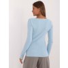 Světle modrý žebrovaný svetr s ozdobnými cvočky (Velikost S/M)