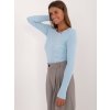 Světle modrý žebrovaný svetr s ozdobnými cvočky (Velikost S/M)