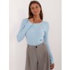 Světle modrý žebrovaný svetr s ozdobnými cvočky (Velikost S/M)