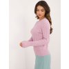 Růžový dámský svetr s kulatým výstřihem