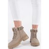 Světle béžové zateplené kotníkové dámské traperky