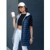 Modro-smetanová dámská oboustranná prošívaná vesta s kapucí MELANI