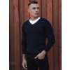 Tmavě modrý pánský svetr s výstřihem do V (Velikost L)