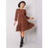 Hnědé elegantní šaty s balonovými rukávy