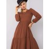 Hnědé elegantní šaty s balonovými rukávy