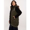 Khaki delší vesta s odepínací kapucí