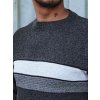 Pánský tmavě šedý svetr s pruhy na hrudi