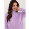 Světle fialový dámský svetr se vzory