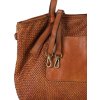 MARCO MAZZINI Originální dámská hnědá tkaná kožená shopper kabelka