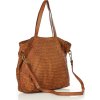 MARCO MAZZINI Originální dámská hnědá tkaná kožená shopper kabelka
