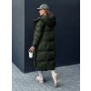 Dámská tmavě zelená dlouhá prošívaná bunda CLOUTIQUE
