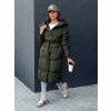 Dámská tmavě zelená dlouhá prošívaná bunda CLOUTIQUE