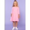 Světle růžové dívčí společenské šaty máma a dcera s volánovými rukávy (Rozmiar 116)