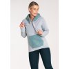 Dámská šedá mikina s mátovou kapucí a kapsou