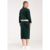 Dámský tmavě zelený velurový set mikiny a sukně