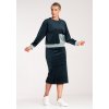 Dámský tmavě modrý velurový set mikiny a sukně