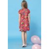 Červené dívčí jednoduché šaty máma a dcera s barevným vzorem (Rozmiar 86)