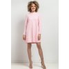 Světle růžové šaty máma a dcera s ozdobným řasením ve spodní části (Rozmiar S/M)