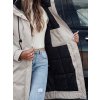Dámská dlouhá smetanová přechodová bunda s kapucí ELEGANTI