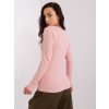 Světle růžový žebrovaný klasický svetr