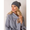Šedá dámská čepice s bambulí