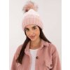 Světle růžová dámská zimní čepice s bambulkou