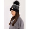 Černá dámská zimní čepice s bambulkou