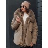 Tmavě béžová dámská zimní bunda s kožíškem LUNAVI