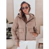 Smetanová lesklá dámská prošívaná bunda ARON s kapucí