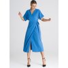 Modré midi zavinovací šaty