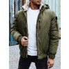 Khaki pánský zimní bomber s kapucí