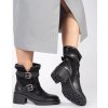 Černé kotníkové boty dámské na podpatku se sponou, podpatek 6 cm