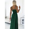 Dlouhé tmavě zelené třpytivé šaty s výstřihem a dvojitými ramínky (Velikost S)