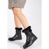 Zateplené kožené černé dámské kotníkové boty s kožešinou Sergio Leone