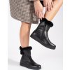 Zateplené kožené černé dámské kotníkové boty s kožešinou Sergio Leone