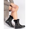 Zateplené kožené černé dámské kotníkové boty s kožešinou Sergio Leone
