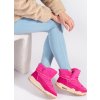 Růžové dámské sněhule na hrubé podrážce