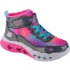 Šedo-růžové dívčí svítící zimní kotníkové tenisky Skechers Flutter Heart Lights - Simple Amor