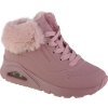 Růžové dívčí kotníkové tenisky s kožíškem Skechers Uno - Fall Air