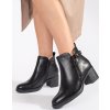Černé dámské kotníkové boty na sloupku s ozdobným zipem a sponou, podpatek 6,5 cm * (Velikost 36)