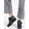 Černé zateplené kotníkové dámské boty na klínku, podpatek 4 cm