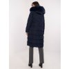 Tmavě modrá dlouhá zimní prošívaná bunda s kapsami