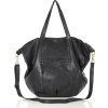 MARCO MAZZINI Černá kožená shopper bag s pletenou vsadkou