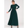 Tmavě zelené dámské maxi šaty s dlouhým rukávem