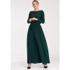 Tmavě zelené dámské maxi šaty s dlouhým rukávem