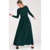 Tmavě zelené dámské maxi šaty s dlouhým rukávem