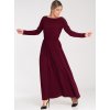 Bordó dámské maxi šaty s dlouhým rukávem