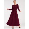 Bordó dámské maxi šaty s dlouhým rukávem